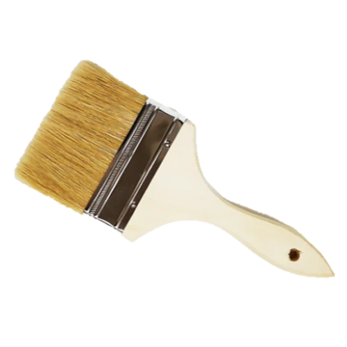 Paint brush with wooden handle and natural bristles
