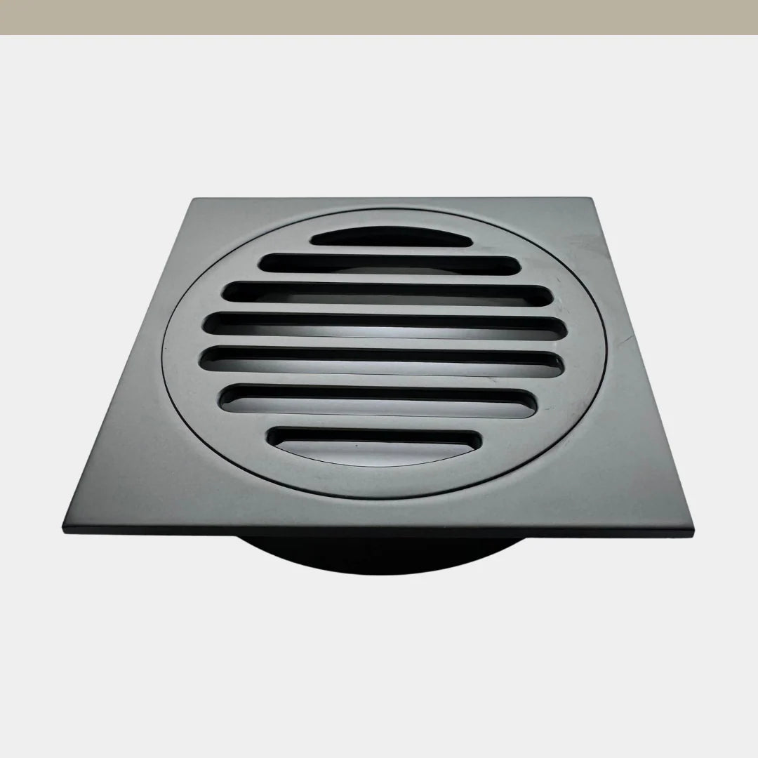 Chrome Plated Floor Drain - 100mm - Matt Black