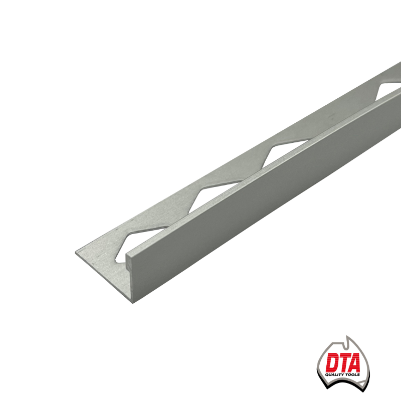 Aluminium angle tile trim in 9mm x 3m with DTA logo