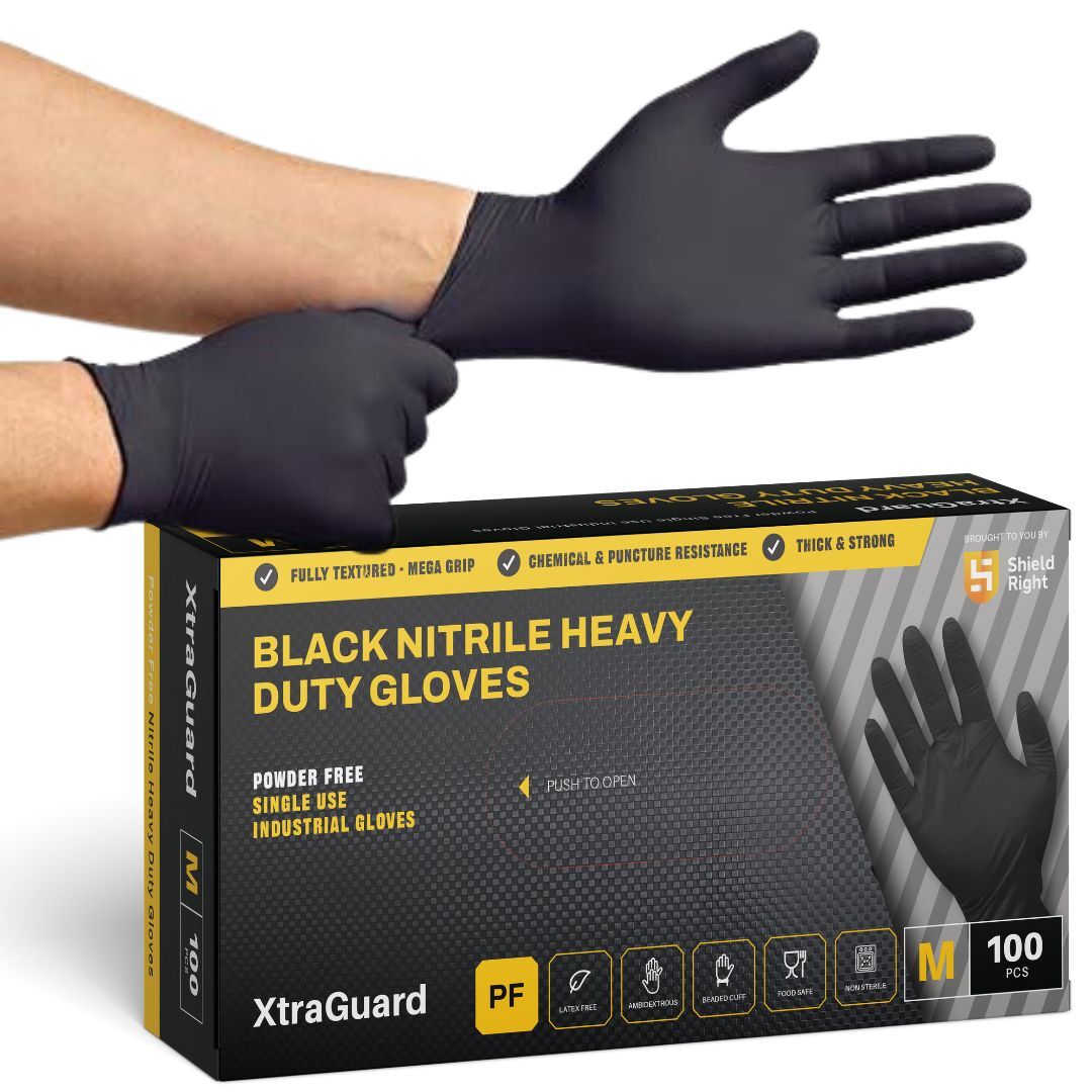 SHIELD RIGHT BLACK NITRILE GLOVES