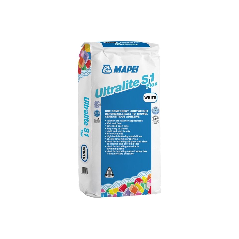 Mapei tile adhesive Ultralite S1 Flex tiling supplies for tilers