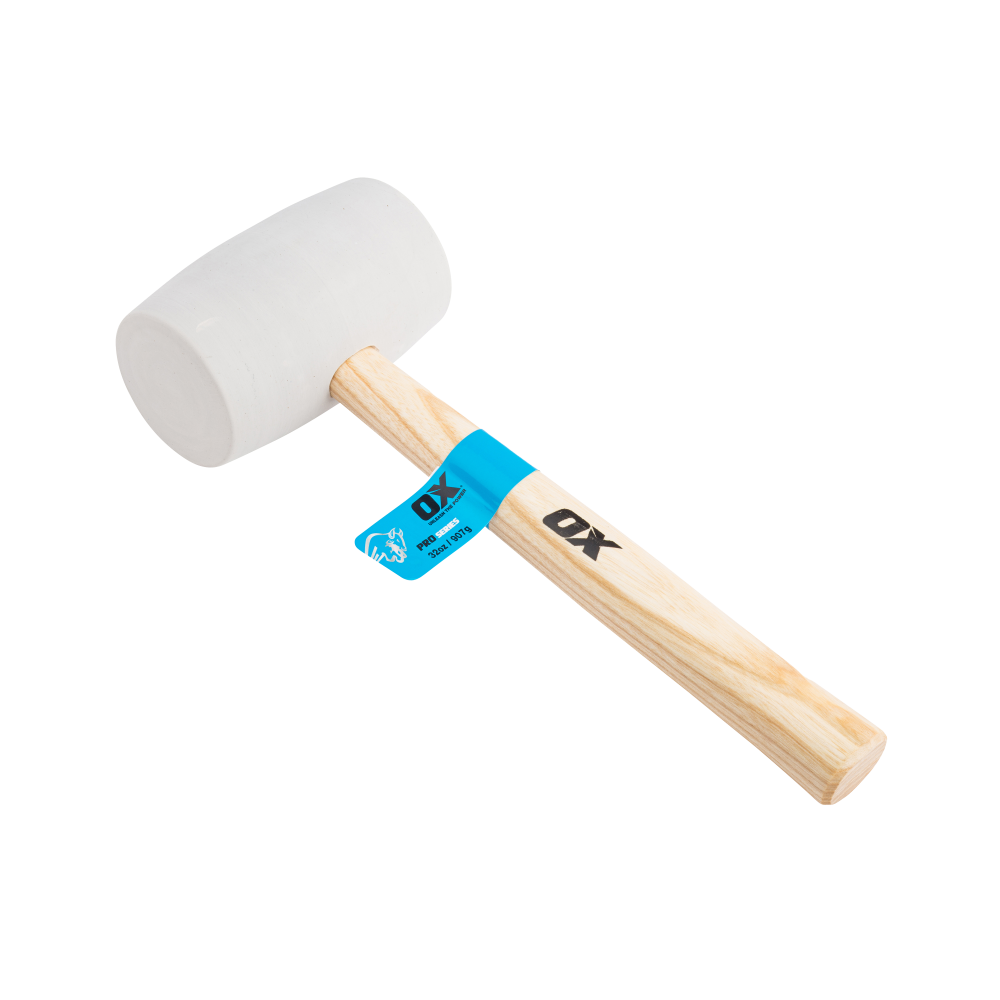 OX Pro White Rubber Mallet non-marking tiling tool