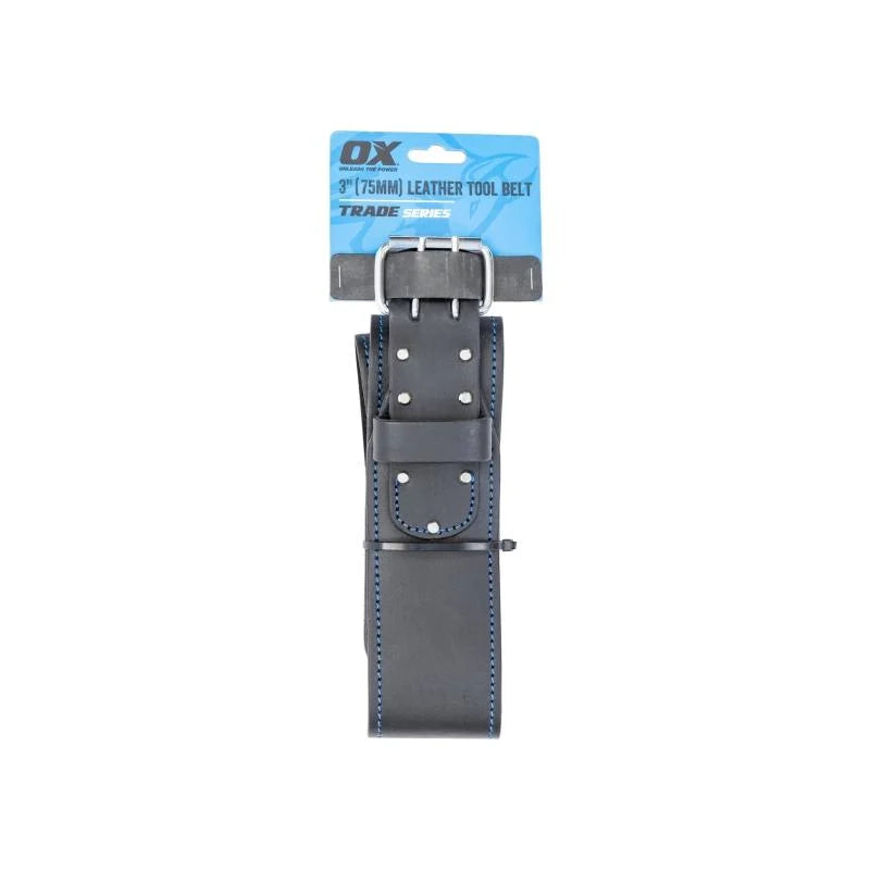 OX Trade 3 inch black leather work belt construction building supply