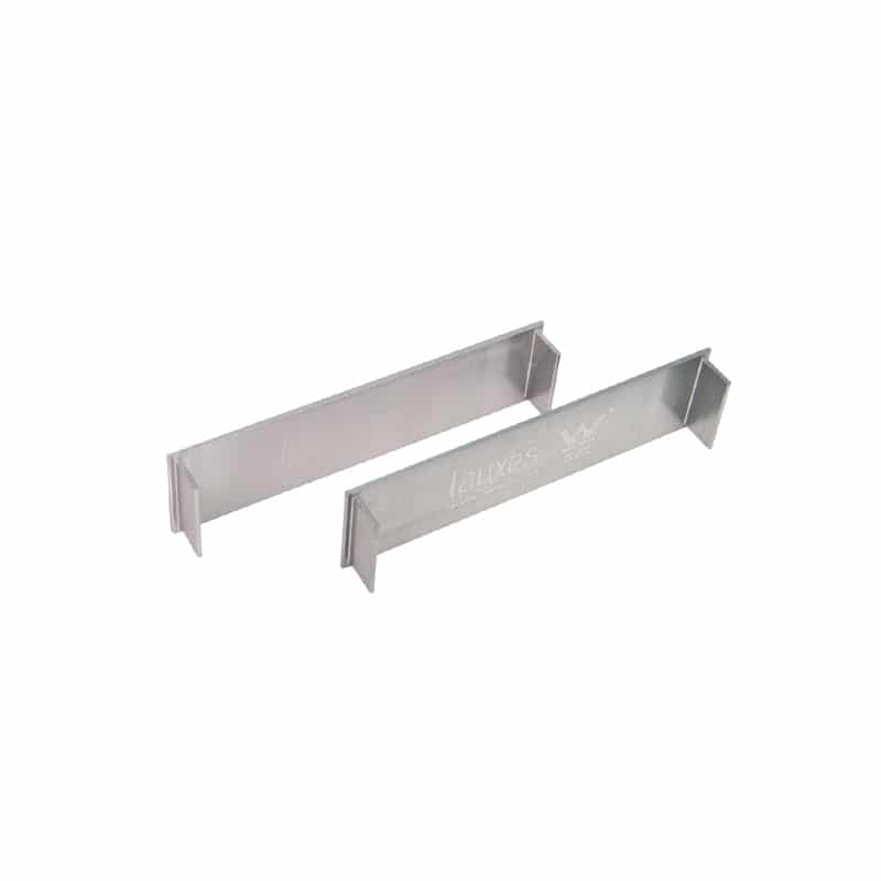Silver grates end caps with Lauxes logo