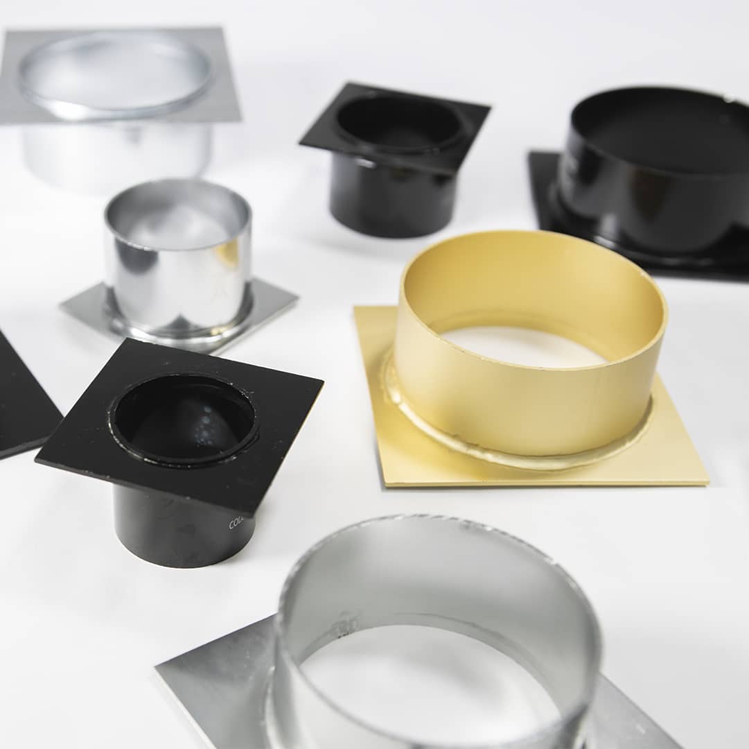 Water wastes in gold, black, and silver